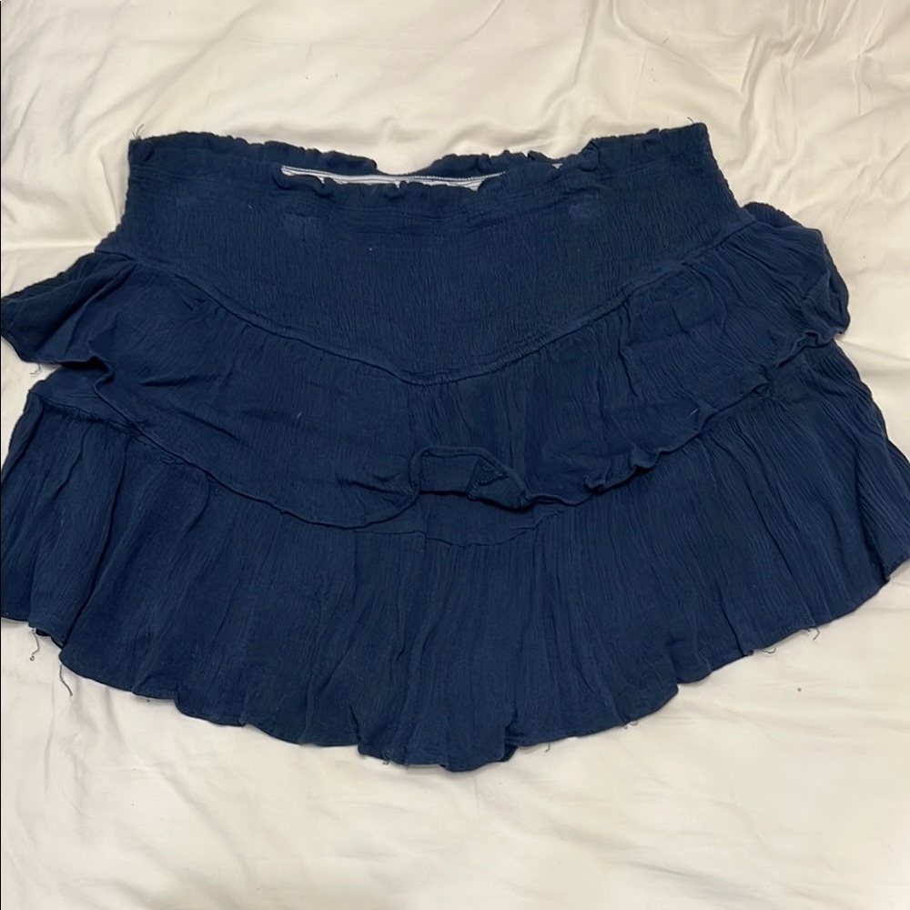 Blue Bubble Mini Skirt with Ruffled Tiers